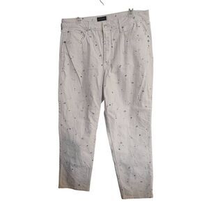 Free Assembly Women's Size 16 White Floral Cropped Pants Casual